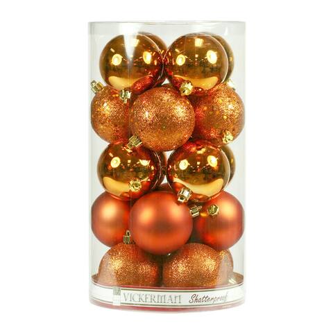 Burnished Orange 3-inch 4-Finish Assorted Ornaments (Pack of 32)