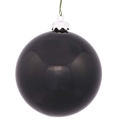 Jet Black Plastic 3-inch Shiny Ball Ornament (Pack of 32)