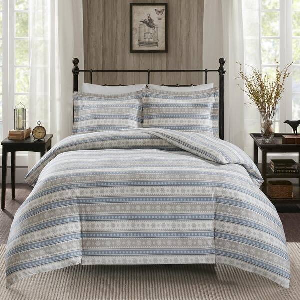 Shop Woolrich Nordic Snowflake Blue Cotton Flannel Comforter 3