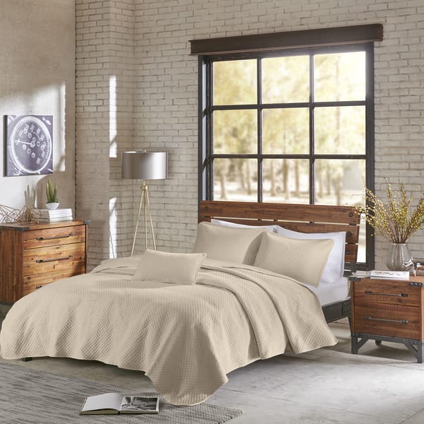 INK+IVY Shelby Natural Cotton Jersey Heathered Coverlet Set Overstock