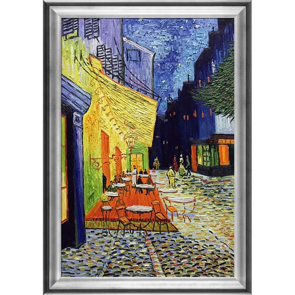 Vincent Van Gogh 'Cafe Terrace at Night' Hand Painted Framed Canvas Art ...
