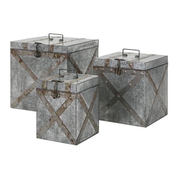 Parry Galvanized Trunks (Set of 3)
