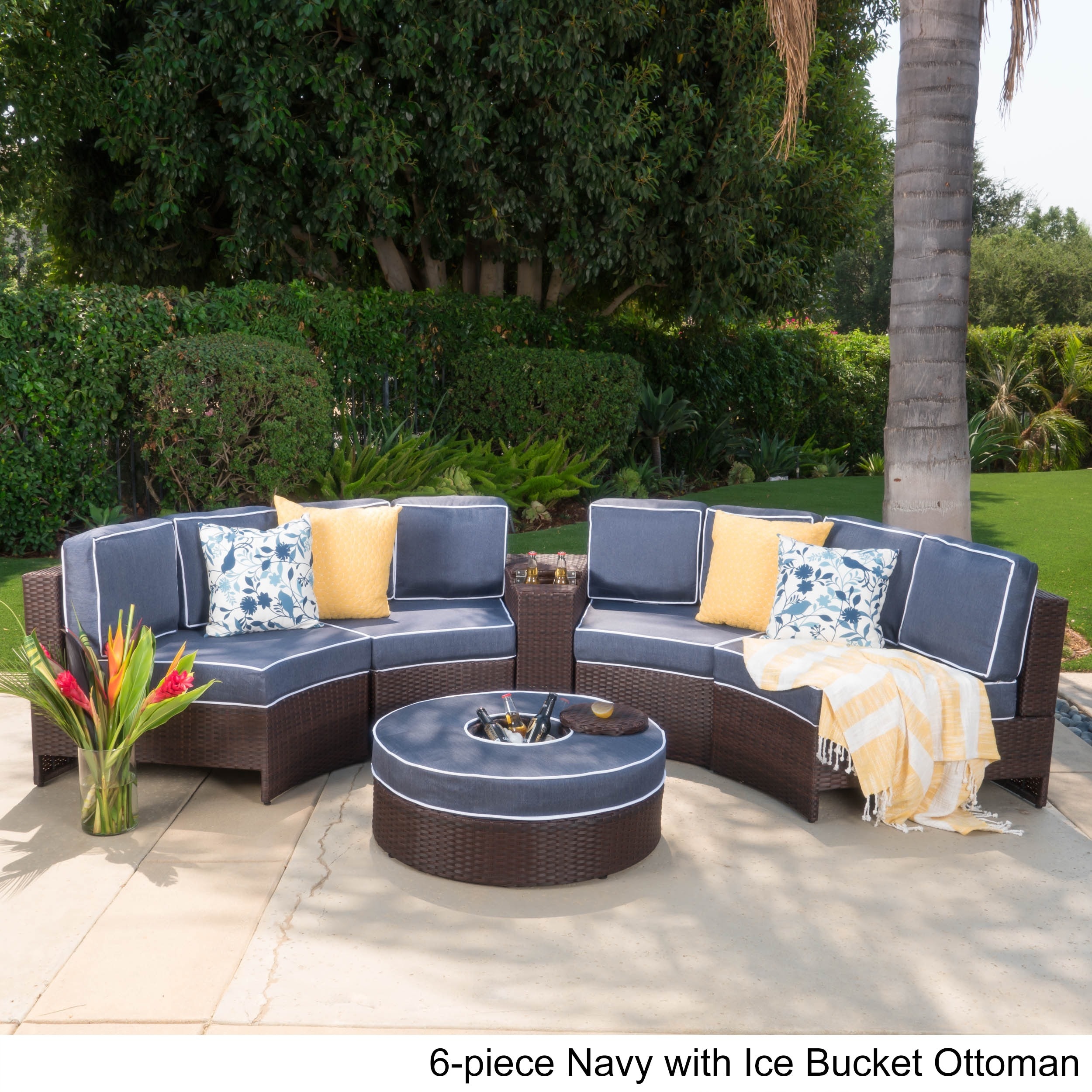 Madras Zanzibar Outdoor 12 Seater Wicker Curved Sectional Set with Ottoman by Christopher Knight Home Madras Zanzibar Outdoor 12 Seater Wicker Curved Sectional Set with Ottoman by Christopher Knight Home