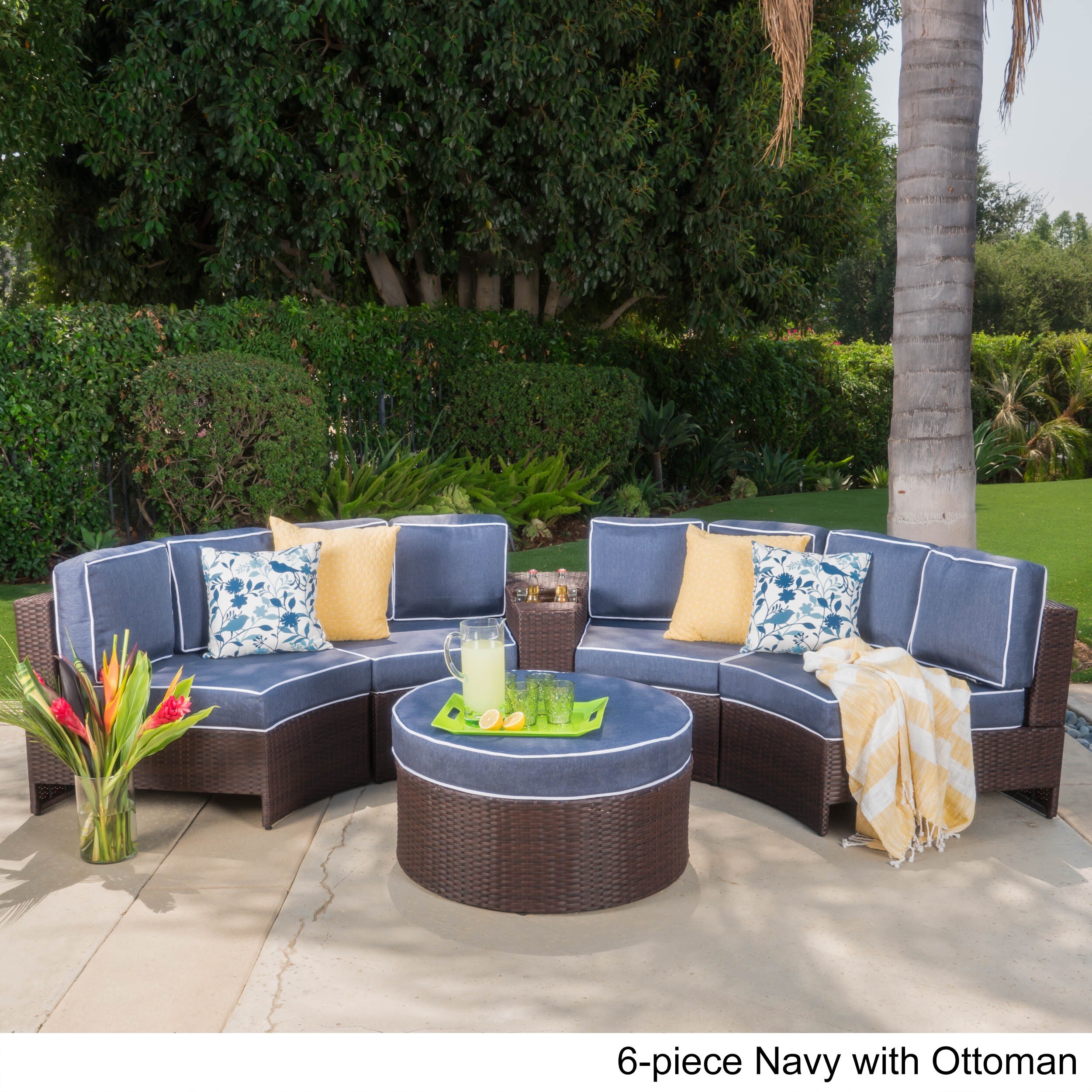 Madras Zanzibar Outdoor 12 Seater Wicker Curved Sectional Set with Ottoman by Christopher Knight Home Madras Zanzibar Outdoor 12 Seater Wicker Curved Sectional Set with Ottoman by Christopher Knight Home