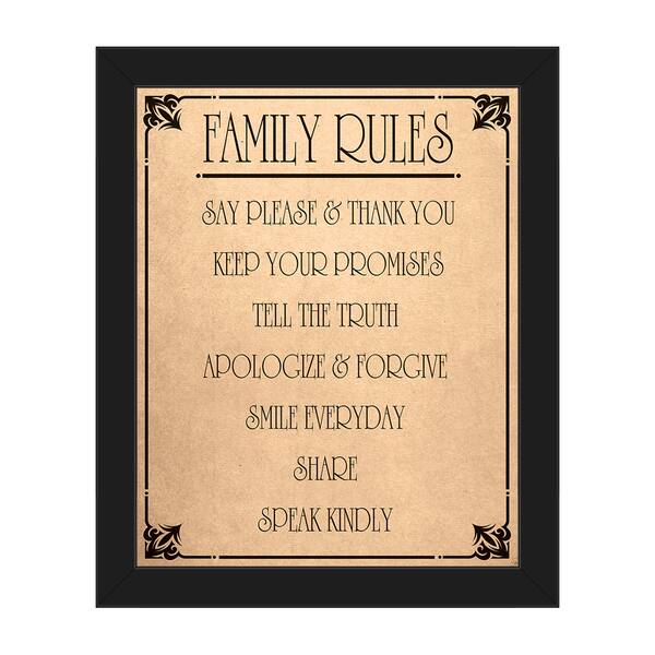 'Family Rules' Framed Canvas Wall Art Bed Bath & Beyond 12714370