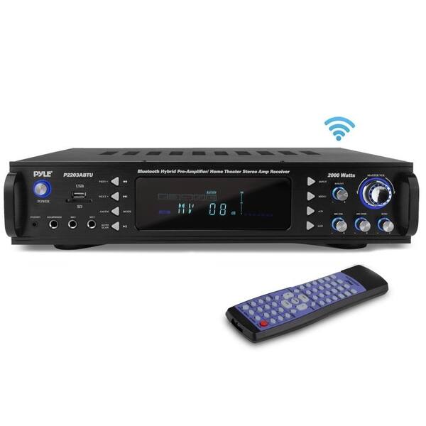 Headphone Multi Channel Bluetooth Preamplifier Receiver Pyle P3201BT Dual Microphone w// Echo USB AUX Wireless Streaming 3000 Watt Audio Home Speaker Sound Stereo Receiver w// Radio RCA LED