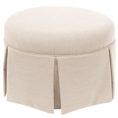 Skyline Furniture Skyline Linen Talc Round Skirted Ottoman