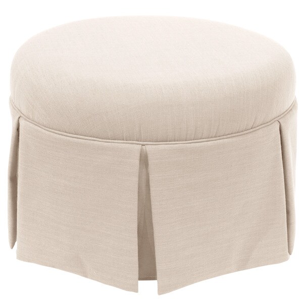Skyline Furniture Skyline Linen Talc Round Skirted Ottoman - Overstock