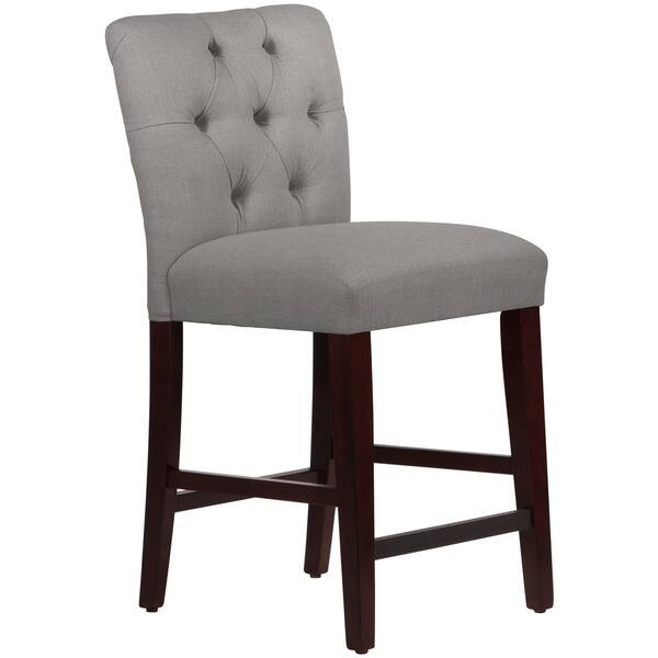 Skyline Furniture Tufted Counter Stool in Linen Grey
