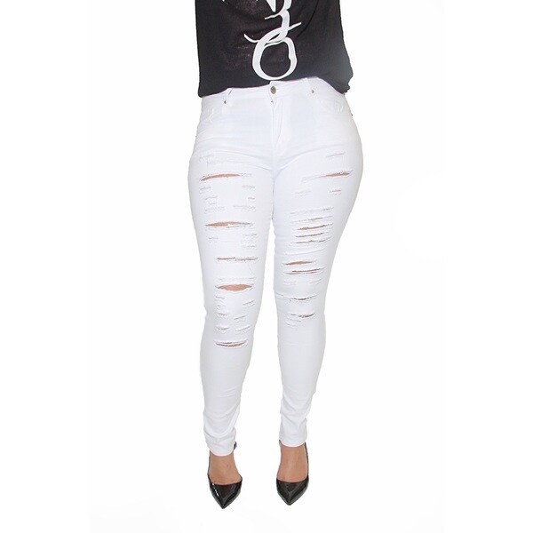 plus size white stretch skinny jeans