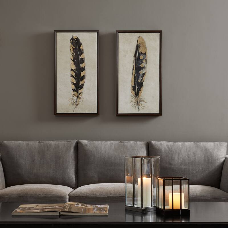 Urban Habitat Gilded Feathers Gold Foil 2-piece Canvas Wall Art Set