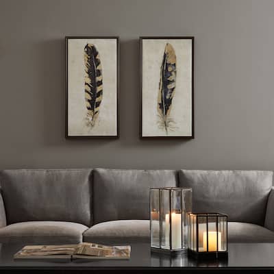 Urban Habitat Gilded Feathers Gold Foil 2-piece Canvas Wall Art Set