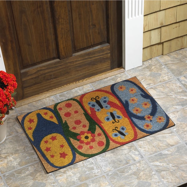 Shop Multicolored Coir 18 Inch X 30 Inch Flip Flop Vinyl Backed