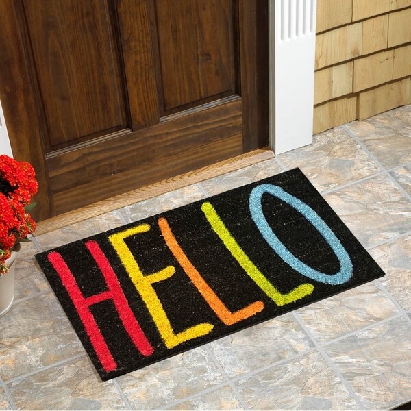 Multicolor Coir/Vinyl Backing 18-inch x 30-inch 'Hello' Door Mat