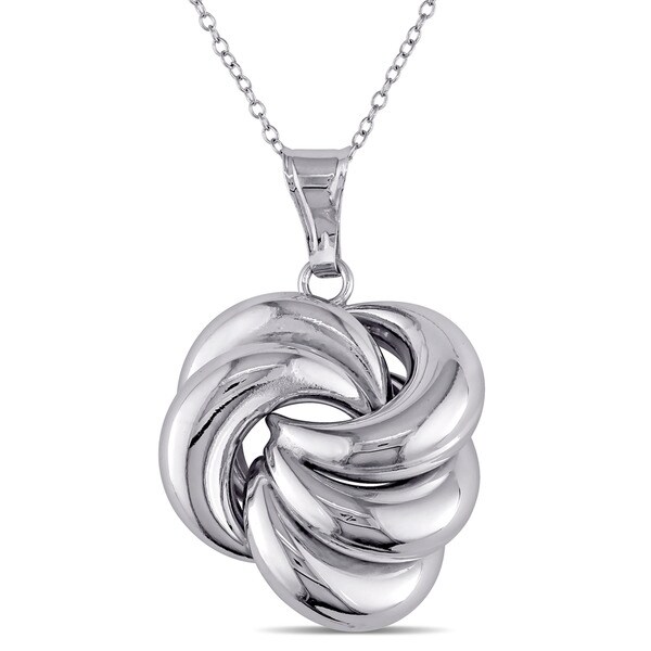 Swirl Knot Drop Necklace in Italian Sterling Silver by Miadora