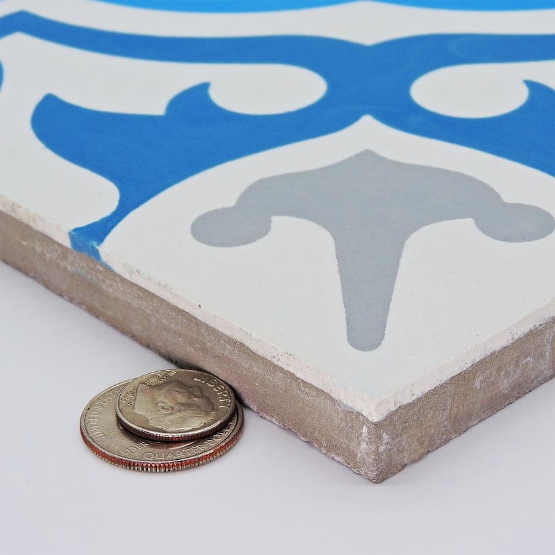 Handmade Baha in Blue and Grey Tile, Pack of 12 (Morocco)
