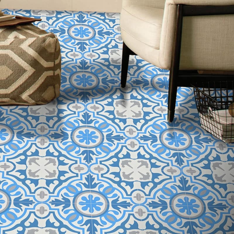 Handmade Baha in Blue and Grey Tile, Pack of 12 (Morocco)