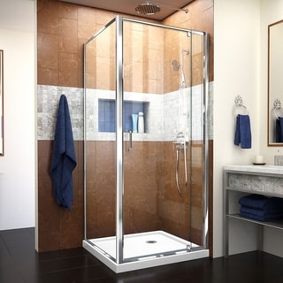 DreamLine Flex 36 in. D x 36 in. W x 74 3/4 in. H Pivot Shower Enclosure and Shower Base Kit - 36" x 36"