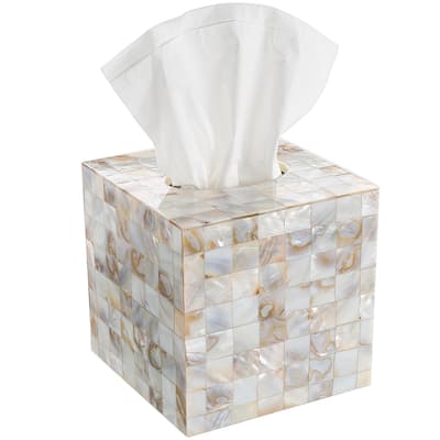 Creative Scents Milano Square Tissue Box Cover - Mother of Pearl - pearl