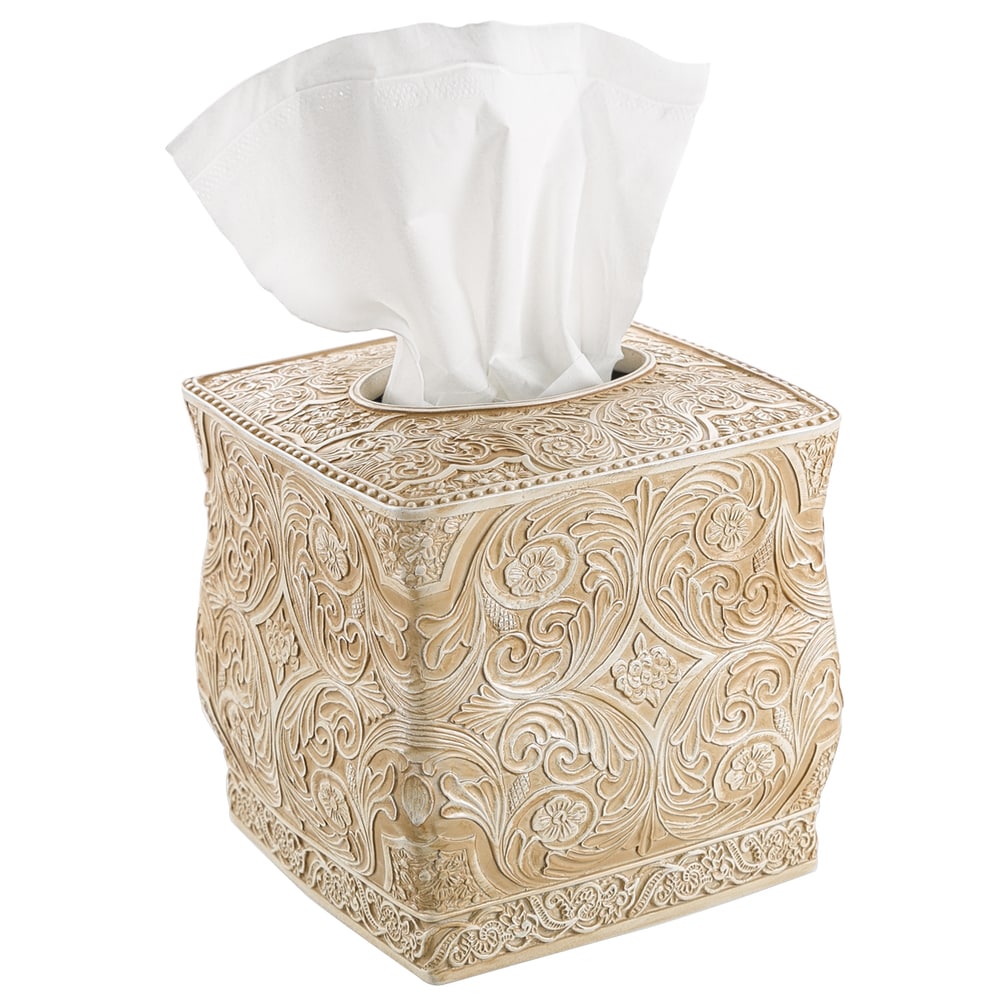 Creative Scents Victoria Beige Square Tissue Box Cover