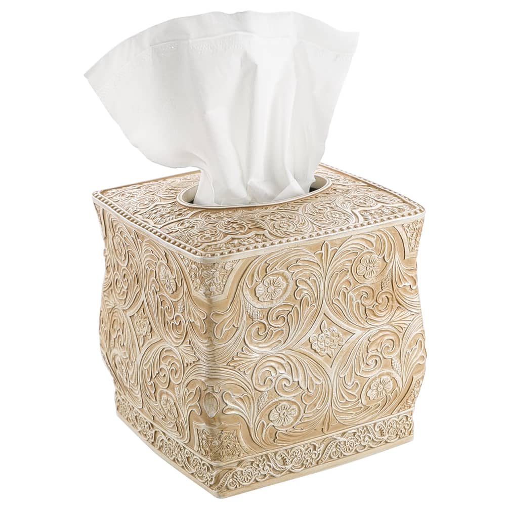 Creative Scents Victoria Beige Square Tissue Box Cover