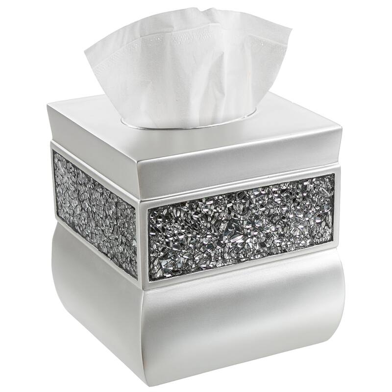 Creative Scents Brushed Nickel Square Tissue Box Cover - Silver