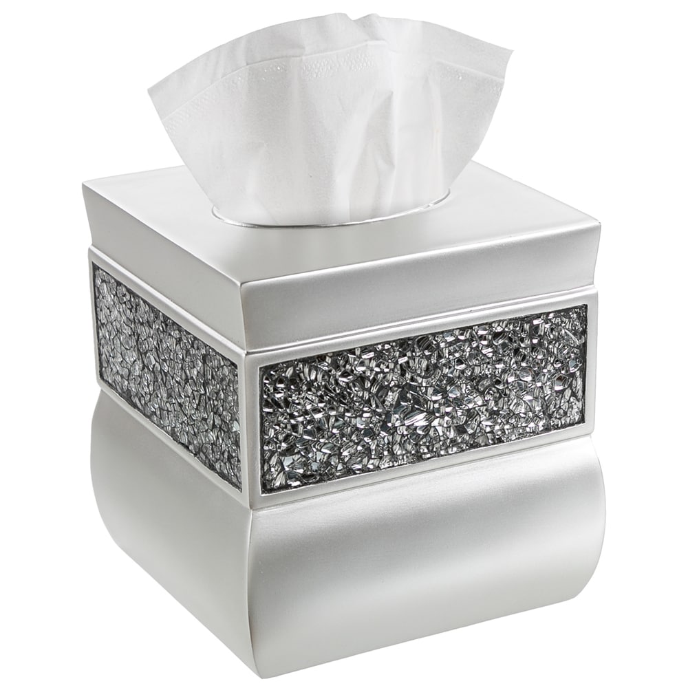 Creative Scents Brushed Nickel Square Tissue Box Cover - Silver
