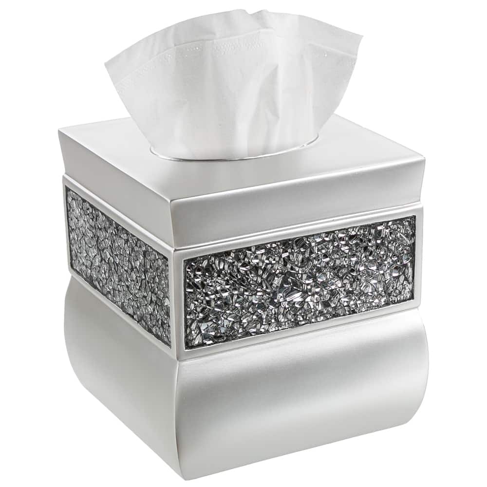 Creative Scents Brushed Nickel Square Tissue Box Cover - Silver