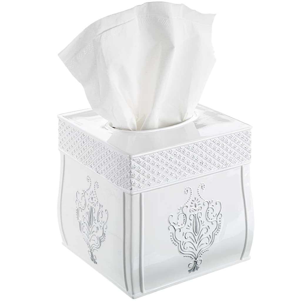 Creative Scents Vintage White Square Tissue Box Cover
