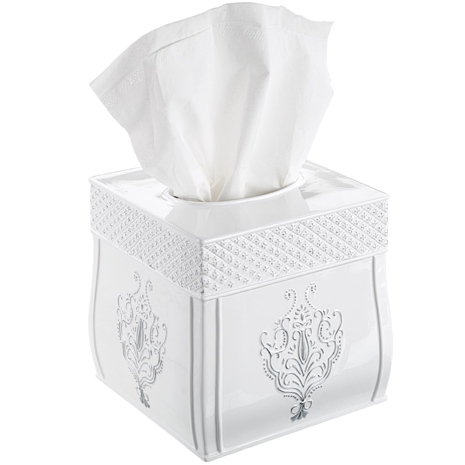 Creative Scents Vintage White Square Tissue Box Cover