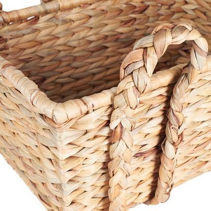 Household Essentials Large Rectangular Wicker Floor Basket with Braided Handles - 17'' x 22''