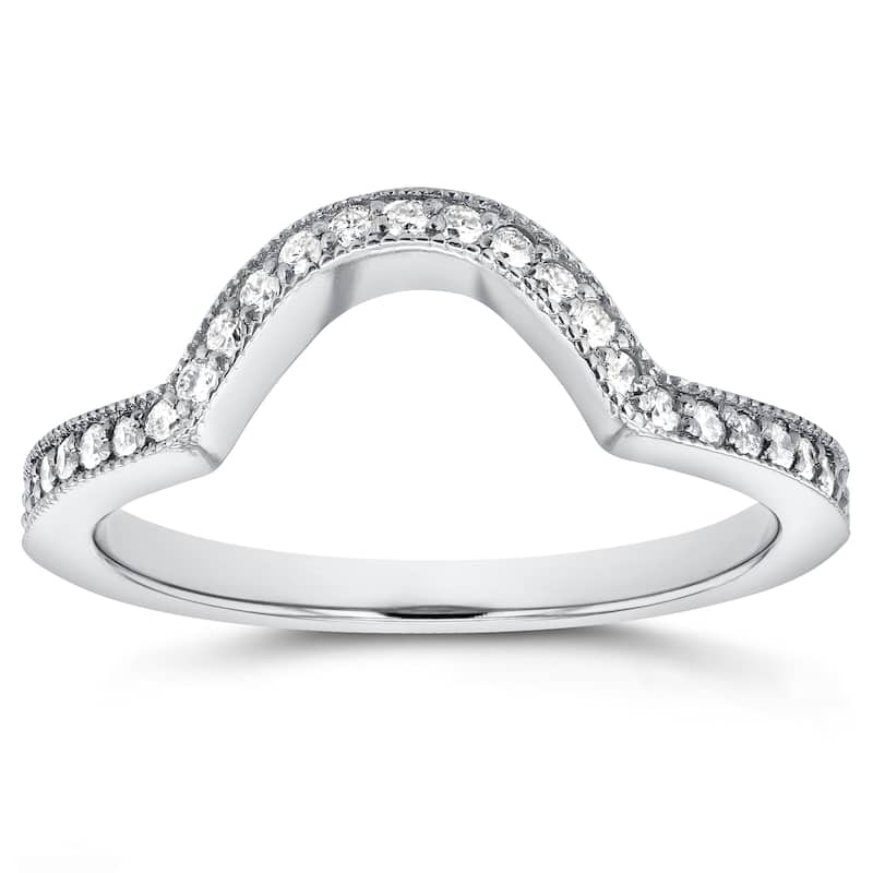 Annello by Kobelli 14k White Gold 1/5ct TDW Diamond Curved Shadow Wedding Band