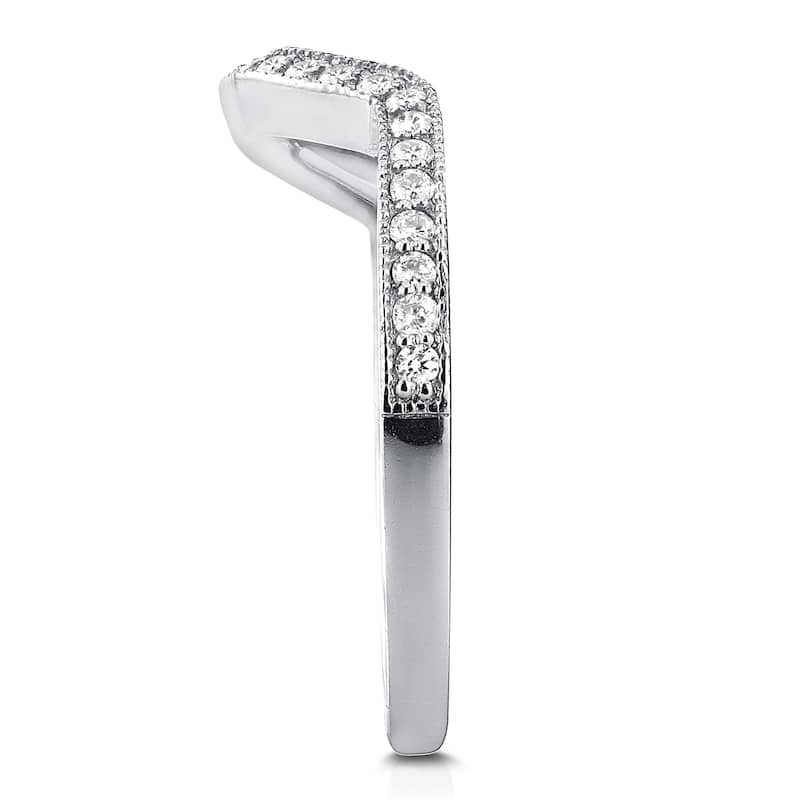 Annello by Kobelli 14k White Gold 1/5ct TDW Diamond Curved Shadow Wedding Band