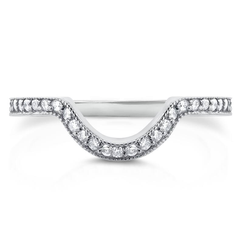 Annello by Kobelli 14k White Gold 1/5ct TDW Diamond Curved Shadow Wedding Band - 4