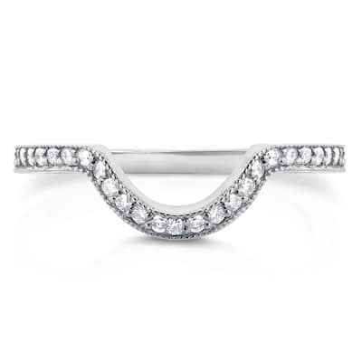 Annello by Kobelli 14k White Gold 1/5ct TDW Diamond Curved Shadow Wedding Band
