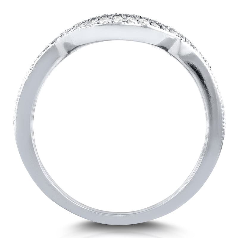 Annello by Kobelli 14k White Gold 1/5ct TDW Diamond Curved Shadow Wedding Band