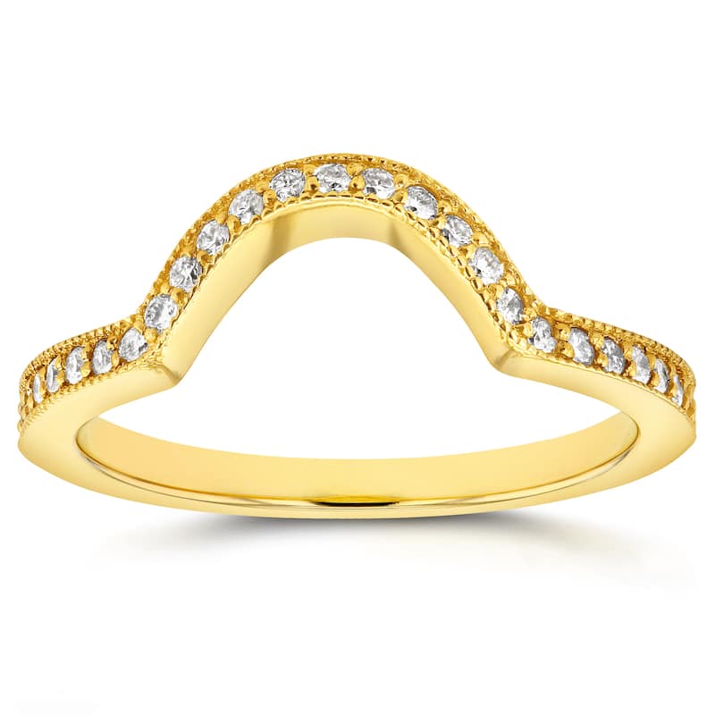 Annello by Kobelli 14k Yellow Gold 1/5ct TDW Diamond Curved Shadow Wedding Band