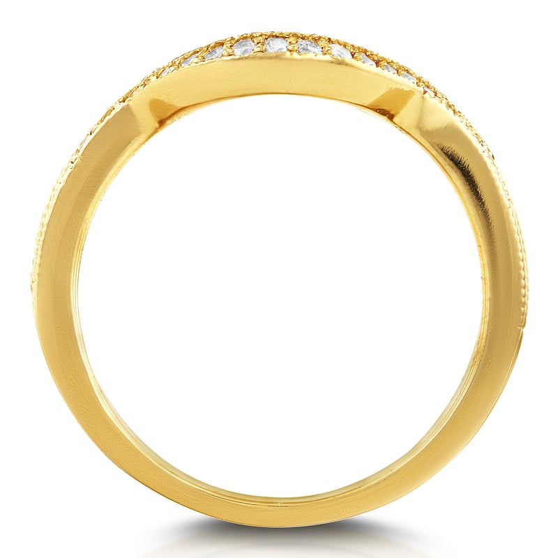 Annello by Kobelli 14k Yellow Gold 1/5ct TDW Diamond Curved Shadow Wedding Band