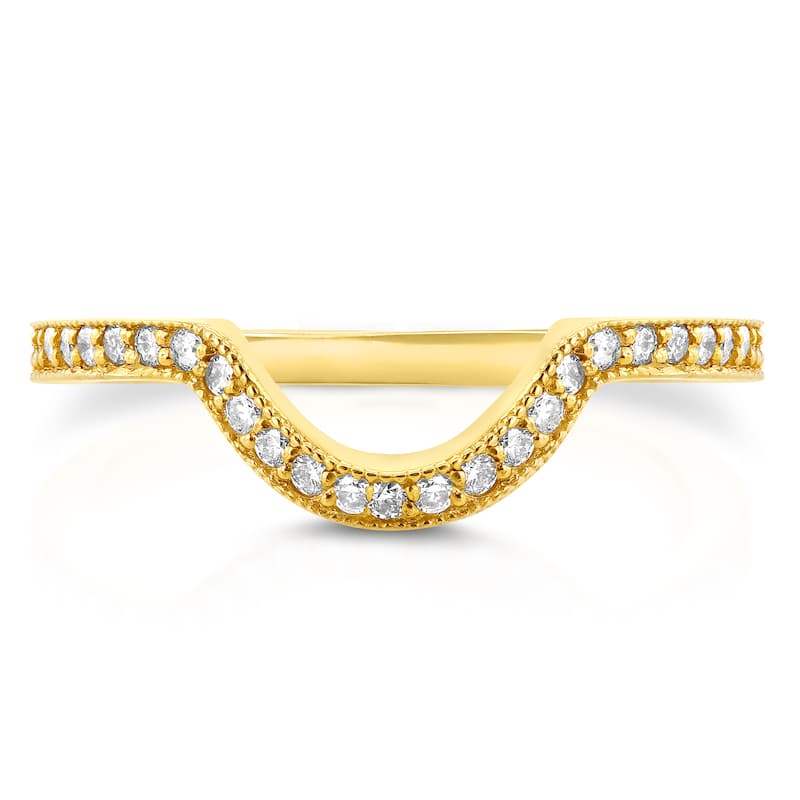 Annello by Kobelli 14k Yellow Gold 1/5ct TDW Diamond Curved Shadow Wedding Band - 4