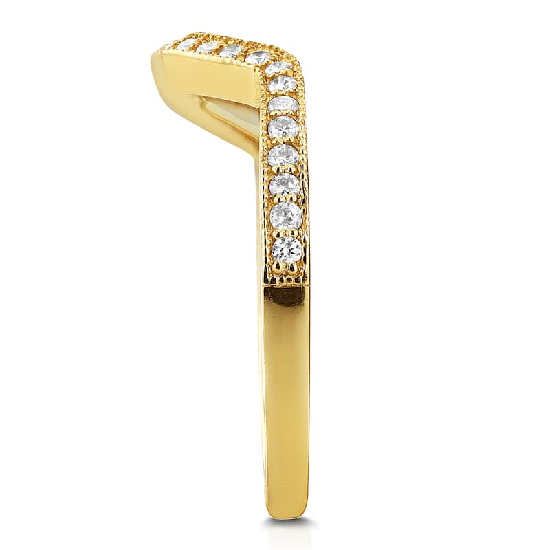 Annello by Kobelli 14k Yellow Gold 1/5ct TDW Diamond Curved Shadow Wedding Band