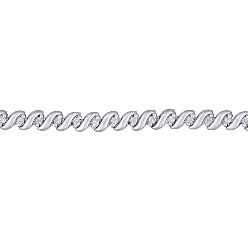 Miadora Sterling Silver 1/4ct TDW Diamond Swirl Adjustable Bracelet