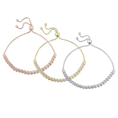 Miadora Sterling Silver 1/4ct TDW Diamond Swirl Adjustable Bracelet