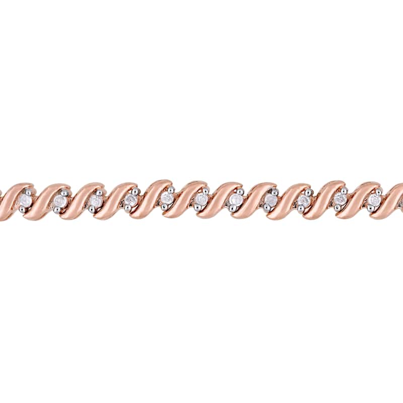 Miadora Sterling Silver 1/4ct TDW Diamond Swirl Adjustable Bracelet