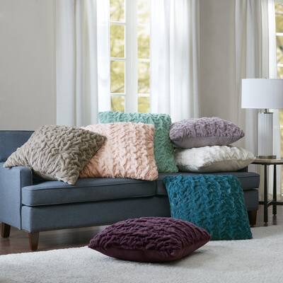 Silver Orchid Bachman Ruched Faux Fur Euro Throw Pillow