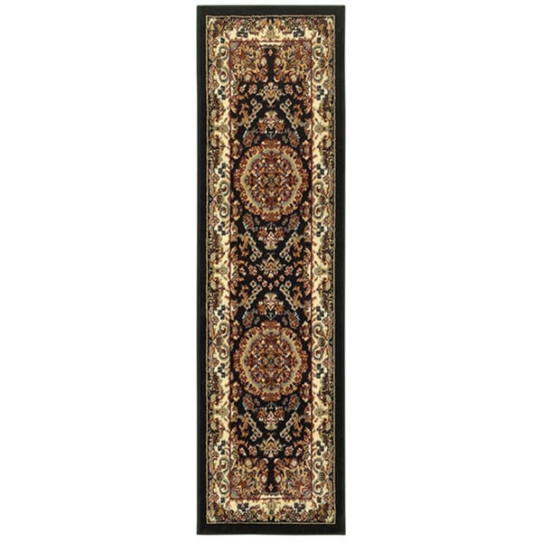 LR Home Grace Traditional Black Indoor Area Runner Rug ( 2'1" x 7'5" ) - 2'1 x 7'5