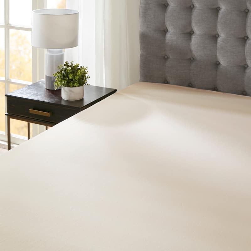 Madison Park 4-inch Memory Foam Stain Resistant and Non-skid Backing Mattress Topper - White