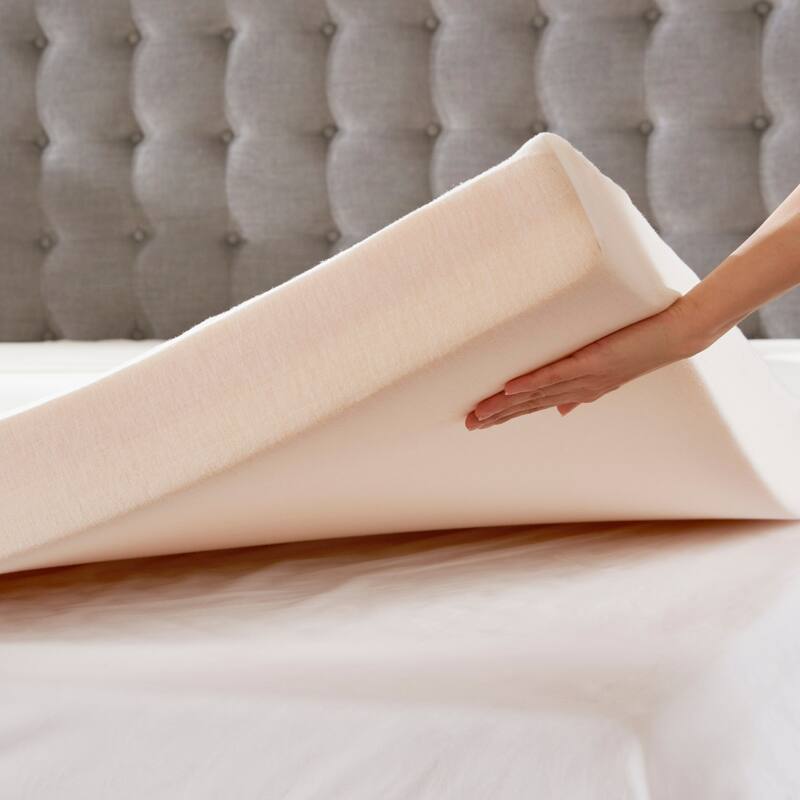 Madison Park 4-inch Memory Foam Stain Resistant and Non-skid Backing Mattress Topper - White