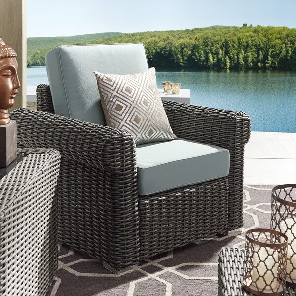 shop barbados wicker outdoor cushioned grey charcoal occasional