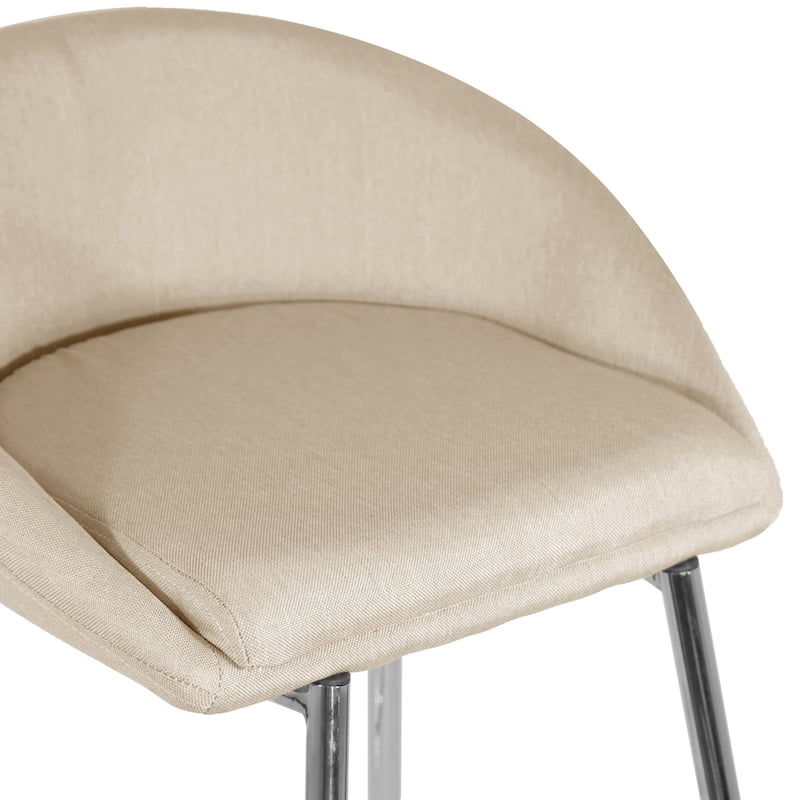 Agatha Modern Cream Fabric and Chrome Bar Stools (Set of 2)
