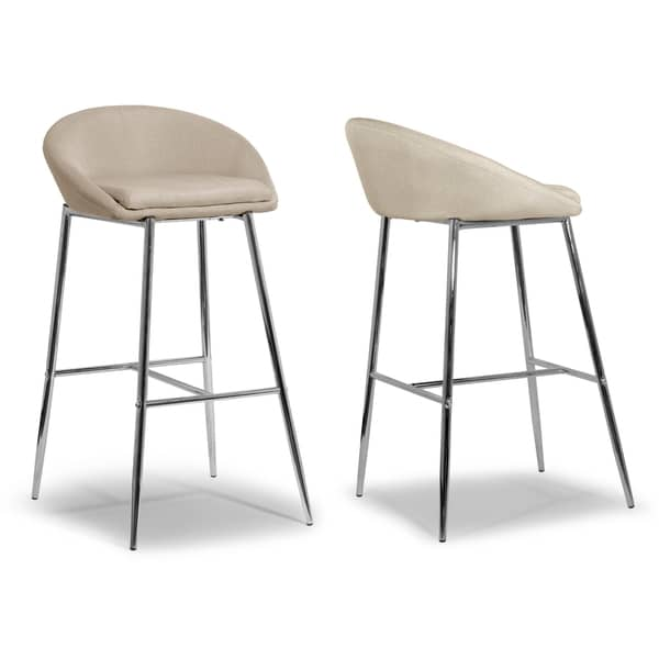 Modern Chrome Chair Bar agatha modern cream fabric and chrome bar stools set of 2